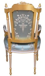 Barock Esszimmerstuhl mit Armlehnen Türkis Weiß Gold Baroque Dining Chair with Armrests Turquoise White Gold