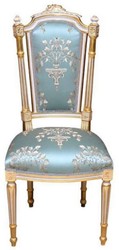 Casa Padrino baroque dining chair turquoise / white / gold - Handmade antique style chair - Dining room furniture in baroque style