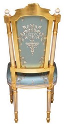 Casa Padrino baroque dining chair turquoise / white / gold - Handmade antique style chair - Dining room furniture in baroque style