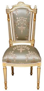 Casa Padrino sedia da pranzo barocco argento / bianco / oro - Sedia fatto a mano in stile antico - Mobile da pranzo in stile barocco