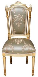 Casa Padrino sedia da pranzo barocco argento / bianco / oro - Sedia fatto a mano in stile antico - Mobile da pranzo in stile barocco