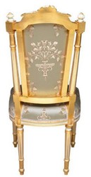 Casa Padrino sedia da pranzo barocco argento / bianco / oro - Sedia fatto a mano in stile antico - Mobile da pranzo in stile barocco