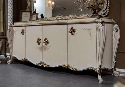 Casa Padrino credenza barocco di lusso crema / bianco / oro - Magnifico armadio in legno massello con 4 ante e cassetto - Mobili Barocchi