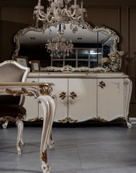 Casa Padrino aparador barroco de lujo crema / blanco / oro - Magnífico gabinete de madera maciza con 4 puertas y cajón - Muebles Barroco