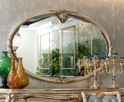 Casa Padrino luxury baroque mirror silver / gold - Oval solid wood wall mirror in baroque style - Baroque Furniture