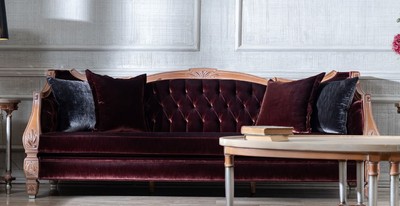 Casa Padrino Luxury Baroque Living Room Sofa Bordeaux Red / Beige - Magnificent Baroque Living Room & Hotel Furniture