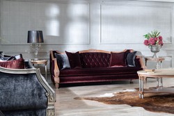 Casa Padrino divano da soggiorno barocco di lusso bordeaux rosso / beige - Magnifico Mobili per Soggiorno e Hotel Barocco