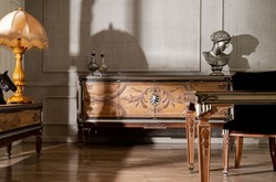 Casa Padrino buffet baroque de luxe avec 4 portes naturel / beige / marron / argent - Armoire en bois massif noble de style baroque - Mobilier Baroque