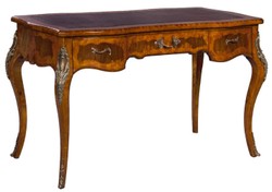Casa Padrino luxury baroque desk light brown / dark brown / red - Handmade solid wood secretary with 3 drawers - Noble baroque office furniture 