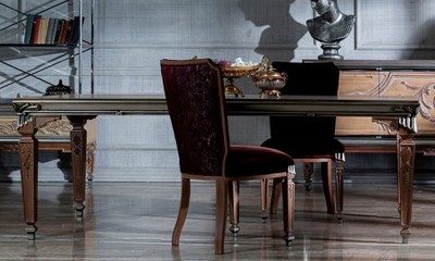 Casa Padrino tavolo da pranzo barocco di lusso beige / argento - Magnifico tavolo da pranzo in legno massello in stile barocco - Mobili per sala da pranzo barocchi