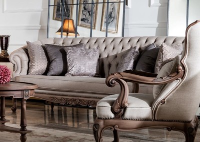 Casa Padrino luxury baroque sofa gray / brown - Living room sofa in baroque style - Baroque living room furniture