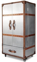 Luxus Aluminium Koffer Weinschrank Barschrank Silber Braun Luxury Aluminum Suitcase Wine Cabinet Bar Cabinet Silver Brown
