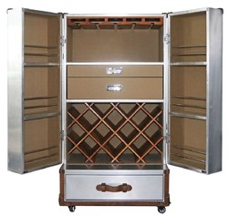 Luxus Aluminium Koffer Weinschrank Barschrank Silber Braun Luxury Aluminum Suitcase Wine Cabinet Bar Cabinet Silver Brown
