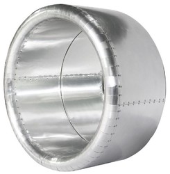 Casa Padrino Vintage Aviator Mirror Silver Ø 74 cm - Round Airplane Aluminum Design Wall Mirror - Aluminum Airplane Furniture