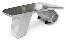 Casa Padrino bureau aviateur vintage argent 230 x 120 x H. 80 cm - Table de bureau design avion en aluminium - Mobilier de bureau avion en aluminium