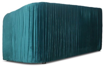 Casa Padrino Art Deco Samt Sofa Grünblau / Gold 180 x 78 x H. 80 cm - Wohnzimmer Sofa - Art Deco Wohnzimmer Möbel