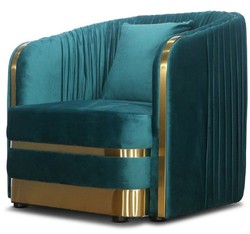 Art Deco Samt Sessel Grünblau Gold Art Deco Velvet Armchair Green Blue Gold