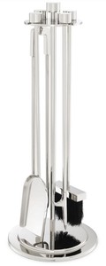 Casa Padrino conjunto de chimenea de lujo plata Ø 27,5 x A. 71 cm - Conjunto de chimenea de 4 piezas con soporte - Accesorios para Chimenea