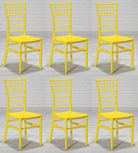 Casa Padrino conjunto de sillas de acrílico de diseño amarillo 40 x 46 x A. 92,5 cm - Sillas de comedor - Muebles de comedor de acrílico
