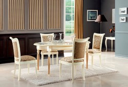 Ovaler Luxus Barock Massivholz Esstisch Creme Gold Oval Luxury Baroque Solid Wood Dining Table Cream Gold