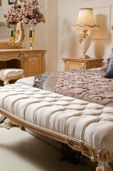 Casa Padrino luxury baroque bench cream / gold - Magnificent solid wood bench in baroque style - Baroque Furniture