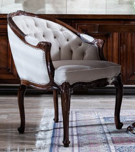 Luxus Barock Esszimmerstuhl mit Armlehnen Weiß Dunkelbraun Luxury Baroque Dining Chair with Armrests White Dark Brown