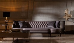 Casa Padrino sofá de salón barroco de lujo púrpura / plata / marrón oscuro - Magnífico Muebles Barrocos para Salón y Hotel