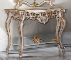 Casa Padrino console baroque de luxe blanc / or antique - Table console en bois massif fait main - Mobilier Baroque - Qualité de Luxe - Fabriqué en Italie