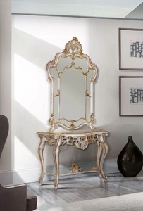 Casa Padrino Luxus Barock Spiegel Weiß / Antik Gold - Prunkvoller Wandspiegel im Barockstil - Barock Wohnzimmer & Hotel Möbel - Luxus Qualität - Made in Italy