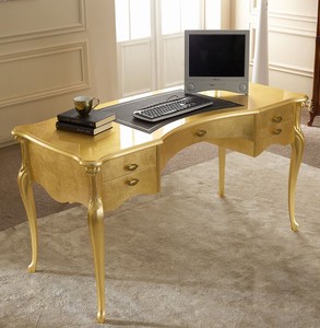 Luxus Barock Schreibtisch Gold Schwarz Luxury Baroque Desk Gold Black