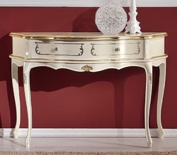 Casa Padrino consola barroco de lujo crema / oro - Mesa consola hecha a mano de madera maciza con cajón - Muebles Barrocos - Calidad de Lujo - Hecho en Italia