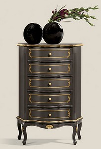 Casa Padrino luxury baroque chest of drawers black / gold - Noble solid wood cabinet with 5 drawers - Baroque Furniture - Luxury Quality - Made in Italy