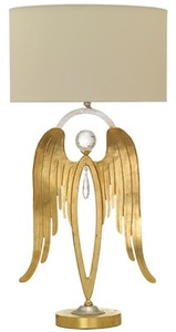 Casa Padrino luxury table lamp angel gold / silver / cream Ø 28 x H. 56.5 cm - Modern desk lamp with noble Swarovski crystal glass - Luxury Quality - Made in Italy
