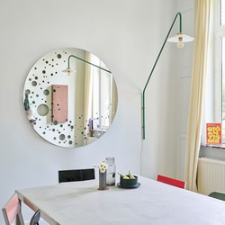 Casa Padrino espejo de pared de lujo en óptica de luna Ø 125 cm - Espejo de salón redondo - Colección de Lujo