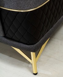 Casa Padrino sofá cama de lujo gris / negro / oro 220 x 90 x A. 80 cm - Sofá de salón moderno - Muebles de salón