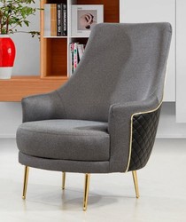 Moderner Luxus Wohnzimmer Sessel Grau Schwarz Gold Modern Luxury Living Room Armchair Gray Black Gold