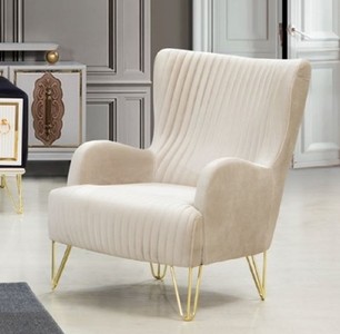 Casa Padrino luxury armchair cream / gold 75 x 90 x H. 95 cm - Modern living room armchair - Living room furniture