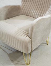 Casa Padrino fauteuil de luxe crème / or 75 x 90 x H. 95 cm - Fauteuil de salon moderne - Meuble de salon