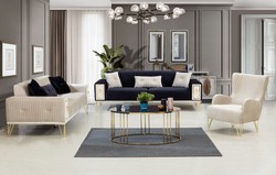 Casa Padrino sofá cama de lujo crema / blanco / oro 220 x 90 x A. 80 cm - Sofá de salón moderno - Muebles de salón