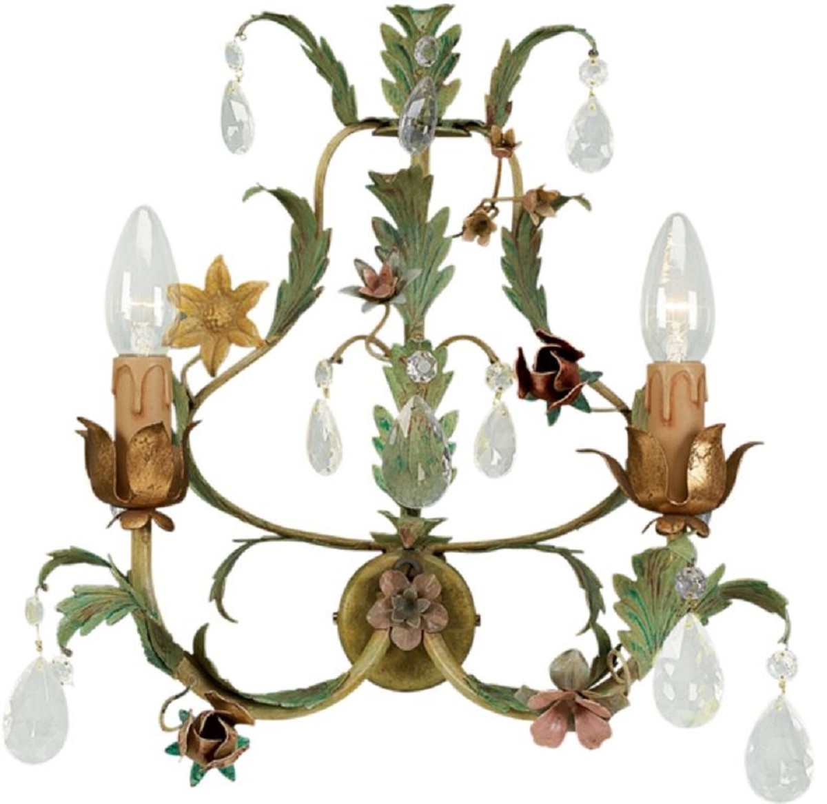 Luxus Jugendstil Metall Wandleuchte Rosen & Blumen Luxury Art Nouveau Metal Wall Lamp Roses & Flowers