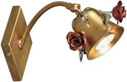 Casa Padrino luxury Art Nouveau wall lamp roses with Swarovski crystal glass and swiveling lampshade gold / red 12 x 16 x H. 23 cm - Baroque & Art Nouveau Wall Lights