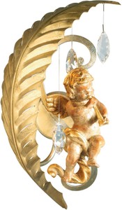 Casa Padrino lámpara de pared LED Art Nouveau de lujo ángel oro 18 x 17 x A. 35 cm - Elegante aplique de metal con cristal Swarovski - Apliques Barrocos y Art Nouveau