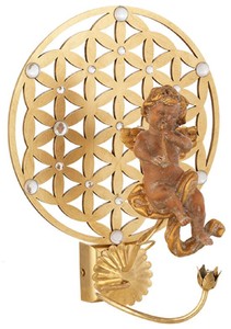 Casa Padrino lámpara de pared LED Art Nouveau de lujo ángel oro 27,5 x 24 x A. 34 cm - Elegante aplique de metal con cristal Swarovski - Apliques Barrocos y Art Nouveau