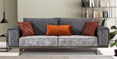 Casa Padrino luxury sofa bed gray / gold 230 x 91 x H. 80 cm - Modern living room sofa - Living room furniture