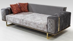 Casa Padrino sofá cama de lujo gris / oro 230 x 91 x A. 80 cm - Sofá de salón moderno - Muebles de Salón