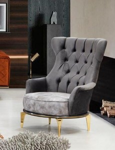Casa Padrino luxury armchair gray / gold 75 x 90 x H. 95 cm - Modern living room armchair - Living room furniture