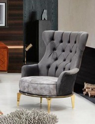Casa Padrino fauteuil luxe gris / or 75 x 90 x H. 95 cm - Fauteuil de salon moderne - Meuble de salon