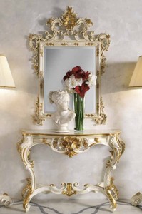 Casa Padrino luxury baroque mirror console ivory / gold - Magnificent baroque console with wall mirror - Baroque Hotel & Castle Furniture - Luxury Quality - Made in Italy
