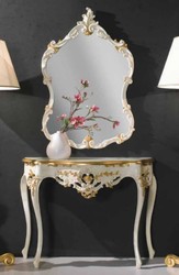 Luxus Barock Spiegelkonsole Elfenbeinfarben Gold Luxury Baroque Mirror Console Ivory Gold