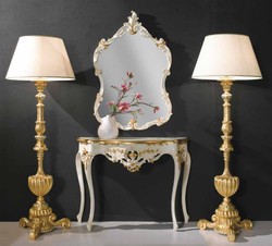 Luxus Barock Spiegelkonsole Elfenbeinfarben Gold Luxury Baroque Mirror Console Ivory Gold